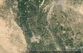 تصویر ماهواره‌ای از محوطه شوش، اقمار آن و زیست‌بوم منطقه